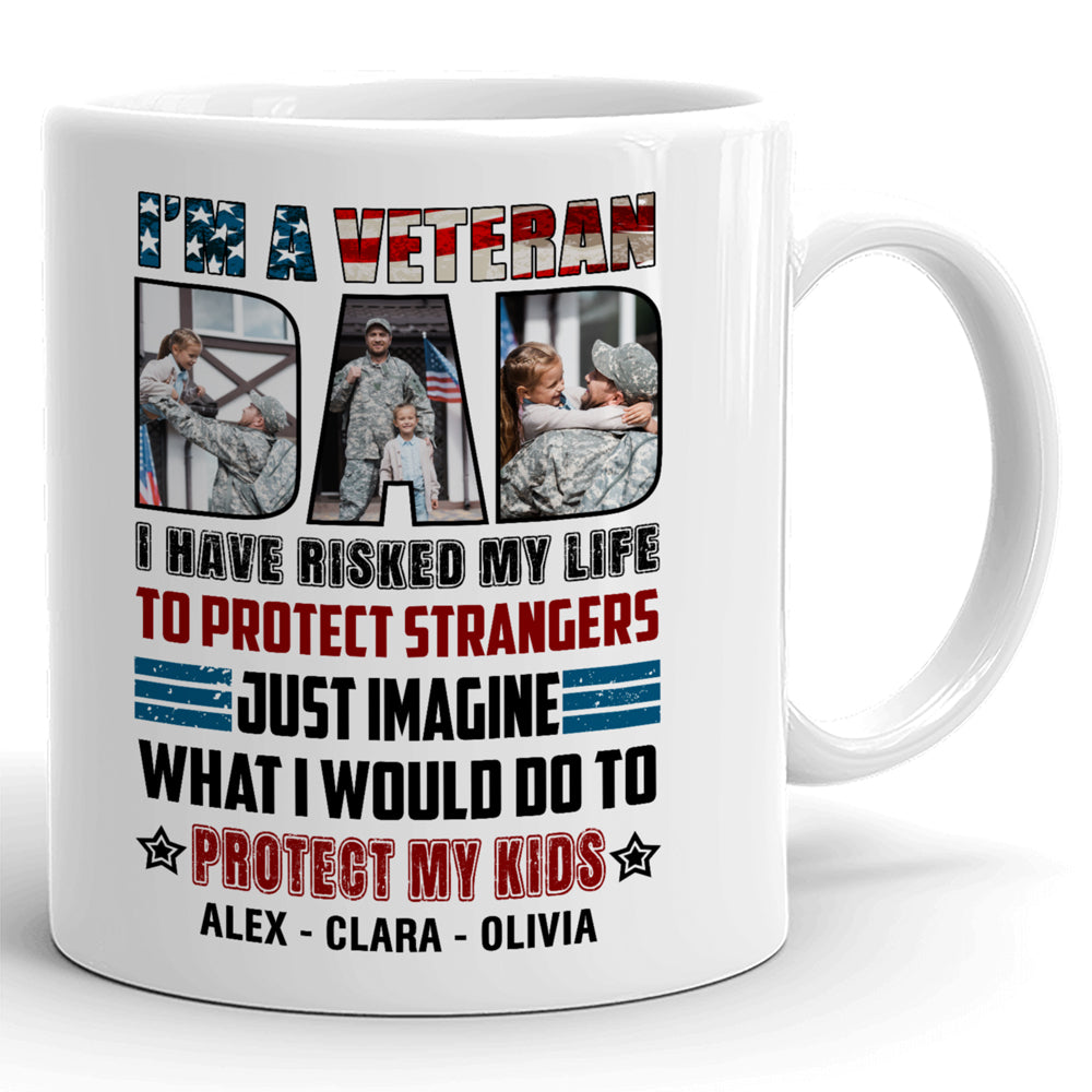 77050-Proud Veteran Dad Gift Protector Of His Kids Personalized Mug H0