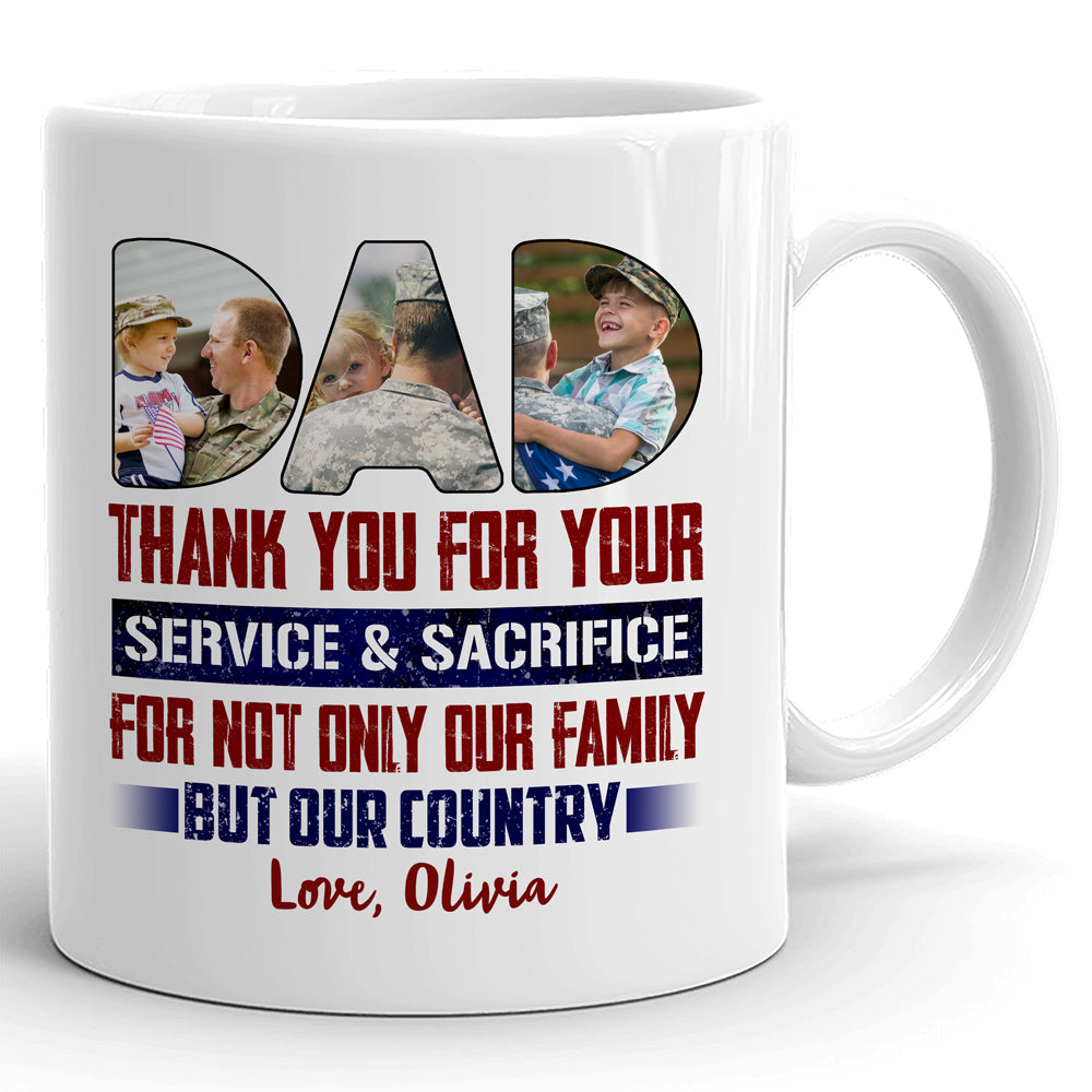 77401-Veteran Dad Gift From Kids Family And Country Personalized Mug H0