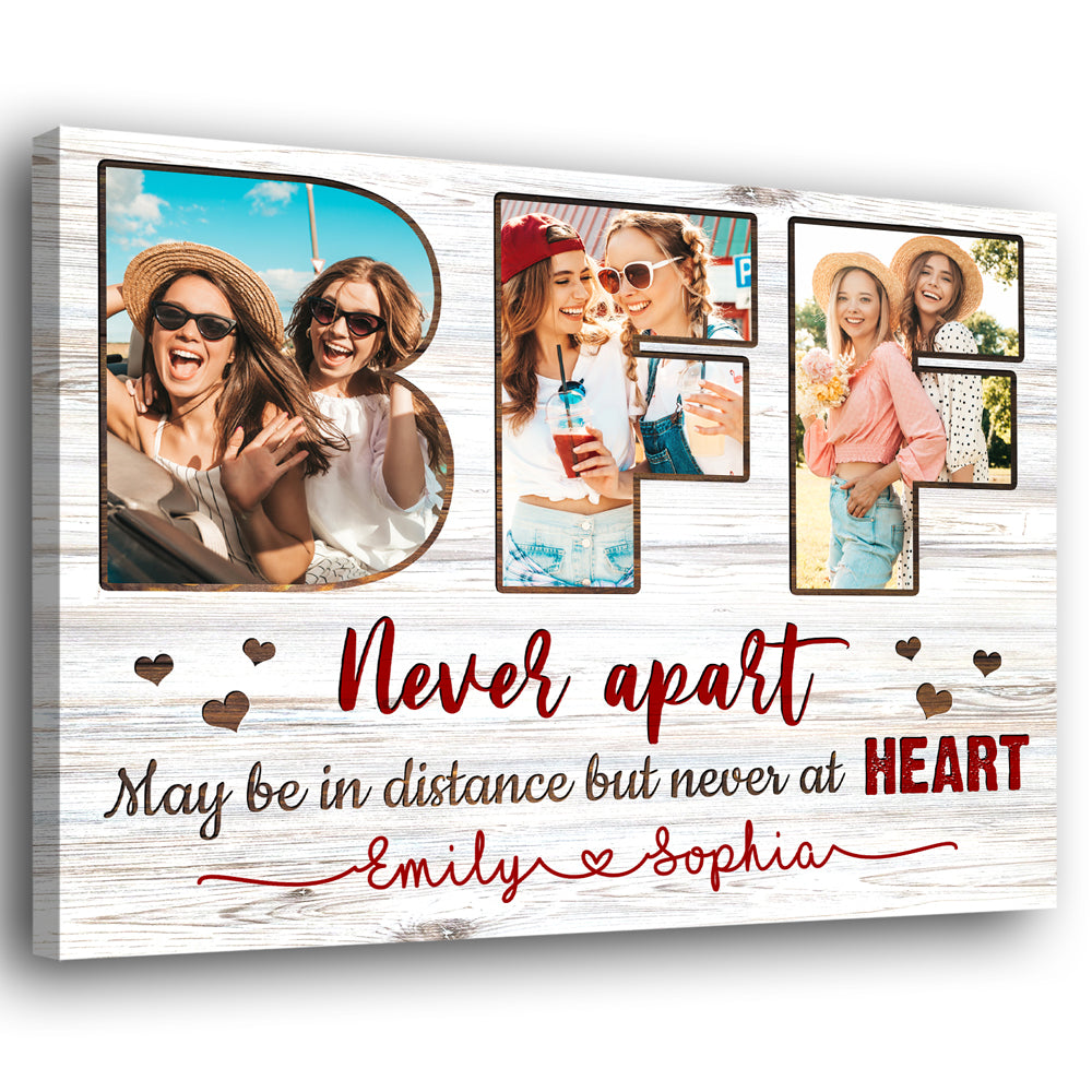 78502-BFF Gift For Bestie Never Apart Distance Not Heart Personalized Canvas H0