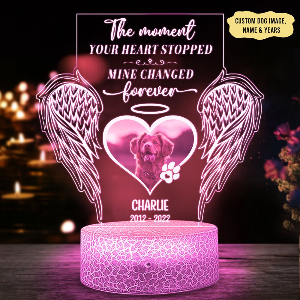 78917-Dog Lover Gift Memorial Pet Heart Stopped Personalized Night Light H0