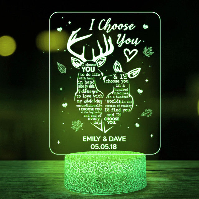 Hunting Couple Deer And Doe I Choose You Personalized Night Light