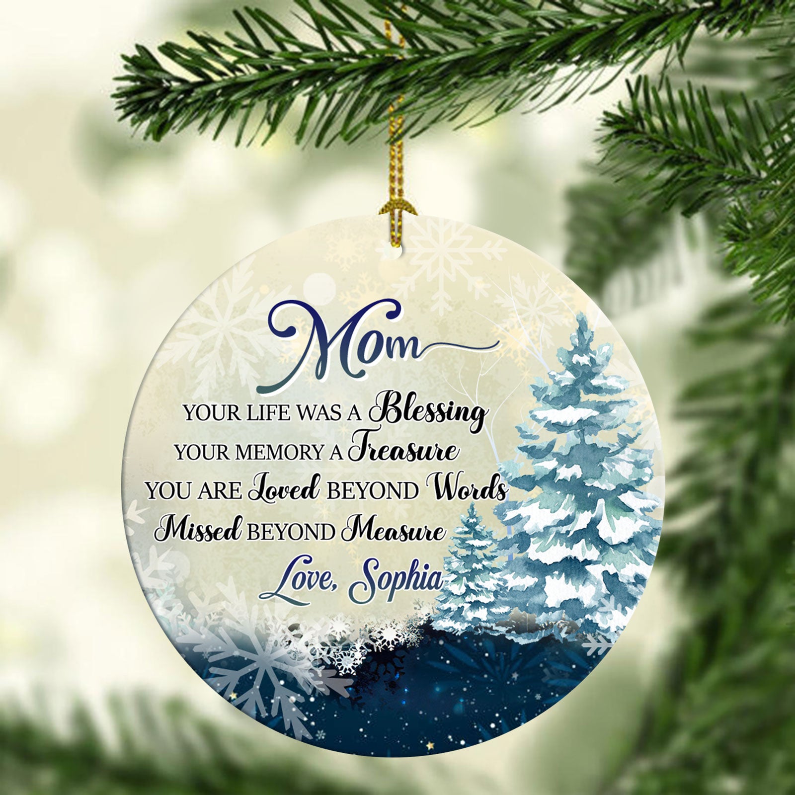 57588-Personalized Gift For Mom Your Life Was Blessing Ornament H0