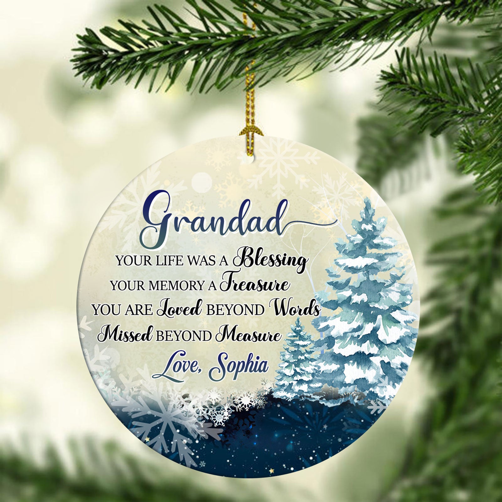 57579-Personalized Gift For Granddad Your Life Was Blessing Ornament H0