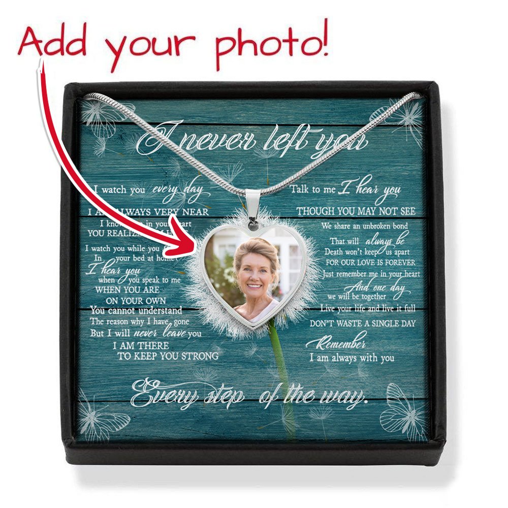 Personalized Memorial Gift For Loss Of Dad Mom I Never Left You Necklace Dandelion Message Card