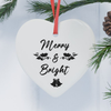 Merry And Bright Christmas Bells Heart Ornament