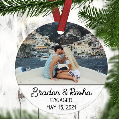 Personalized Wedding Anniversary Engaged Circle Ornament