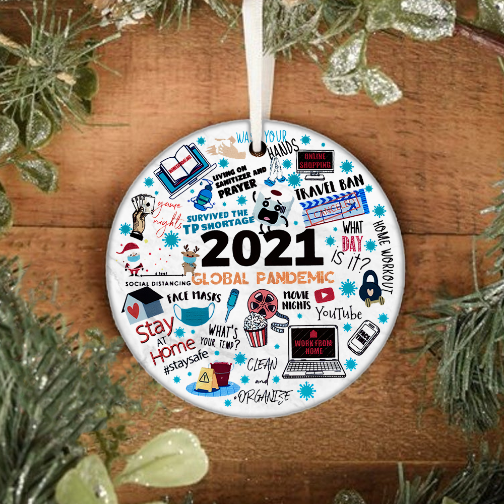 2021 Stay At Home Social Distancing Work From Home Circle Ornament