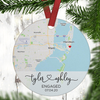 Personalized Anniversary Engaged Map Circle Ornament