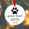 Personalized Forever Loved Pet Footprints Memorial Circle Ornament