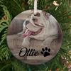 Personalized Gift For Dog Lover Paw Design Custom Name Photo Circle Ornament
