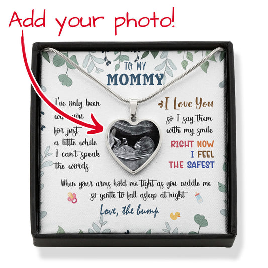 52008-Personalized Gift For Expecting Mom Bump First Time Mom Message Card Heart Necklace H0