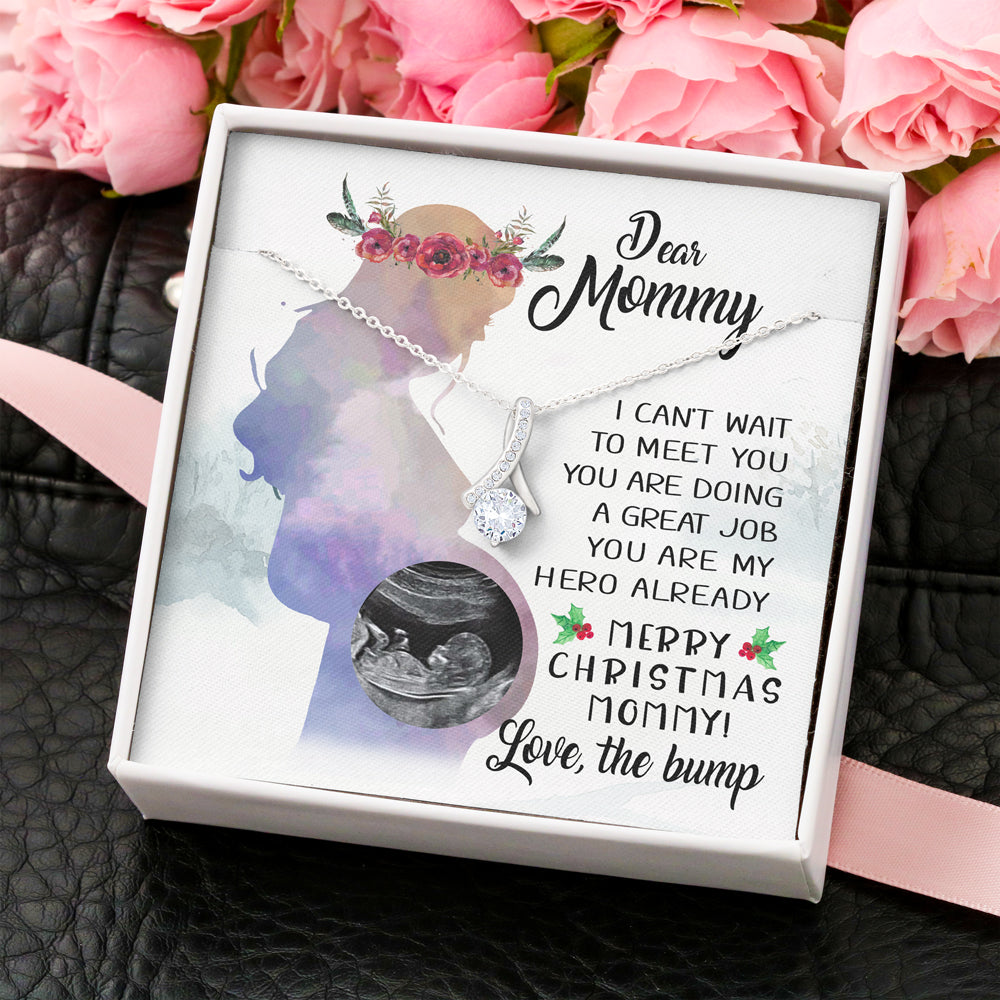 51913-Merry Christmas Personalized Gift For Expecting Mom Bump First Time Mom Alluring Beauty Necklace H0