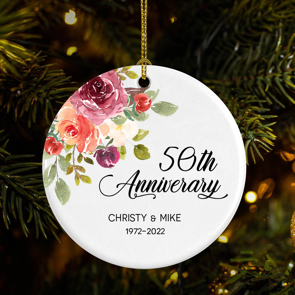 Personalized Marriage Anniversary Couple's Name Circle Ornament