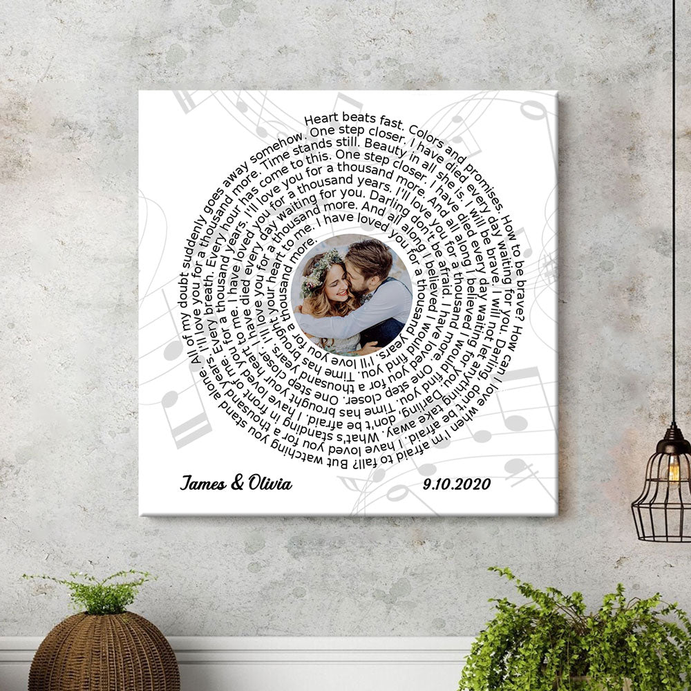 53156-Personalized Lyric Song Wedding Anniversary Couple Vinyl Record Music Gift H0