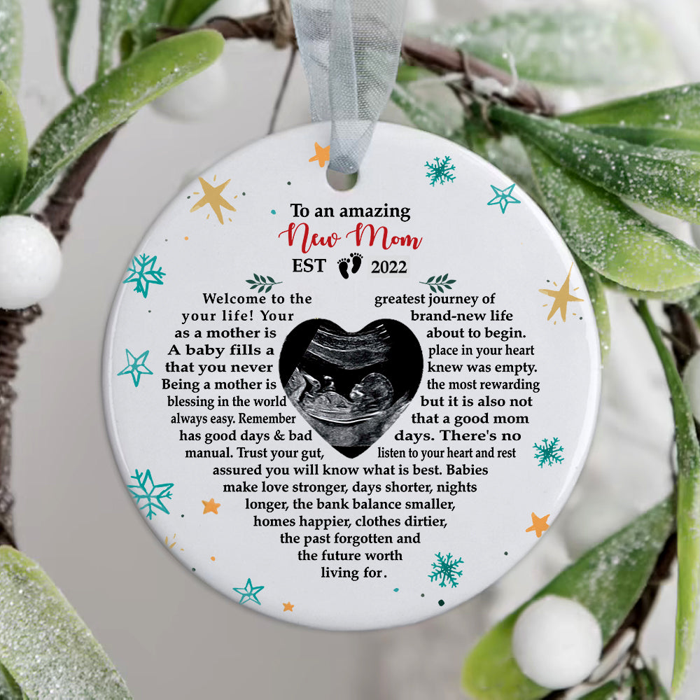 Christmas Personalized Gift For New Mom Bump First Time Mom Photo Ornament