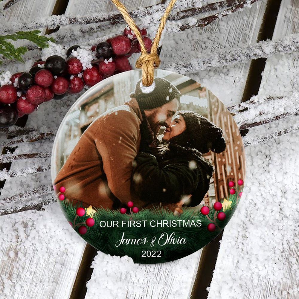 Personalized Anniversary Gift For Her Our First Christmas Gift For Him Photo Ornament 2021