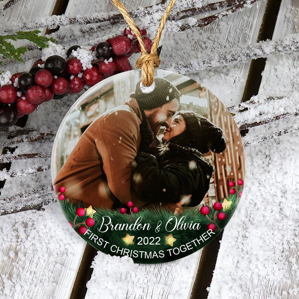 Personalized Anniversary Gift For Her First Christmas Together Gift For Him Photo Ornament