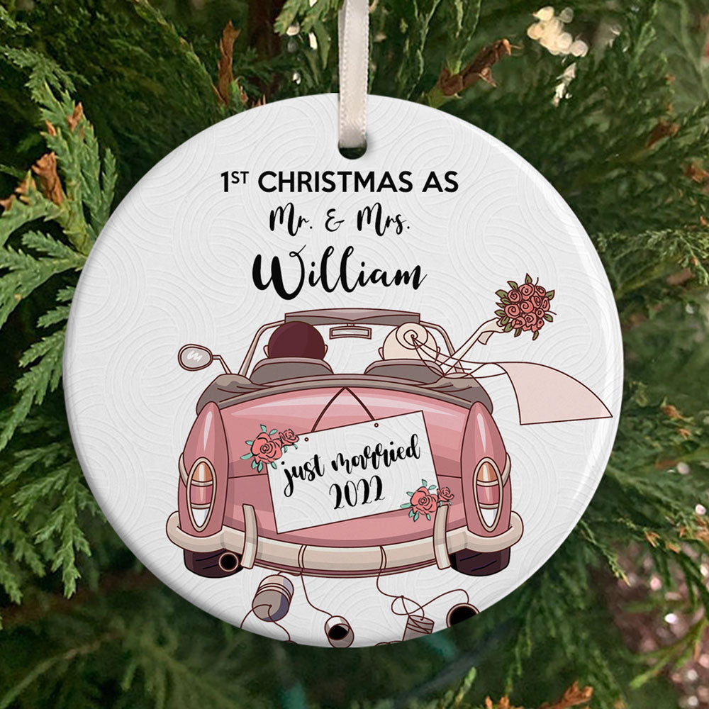 Personalized First Christmas As Mr & Mrs Just Married Christmas Ornament