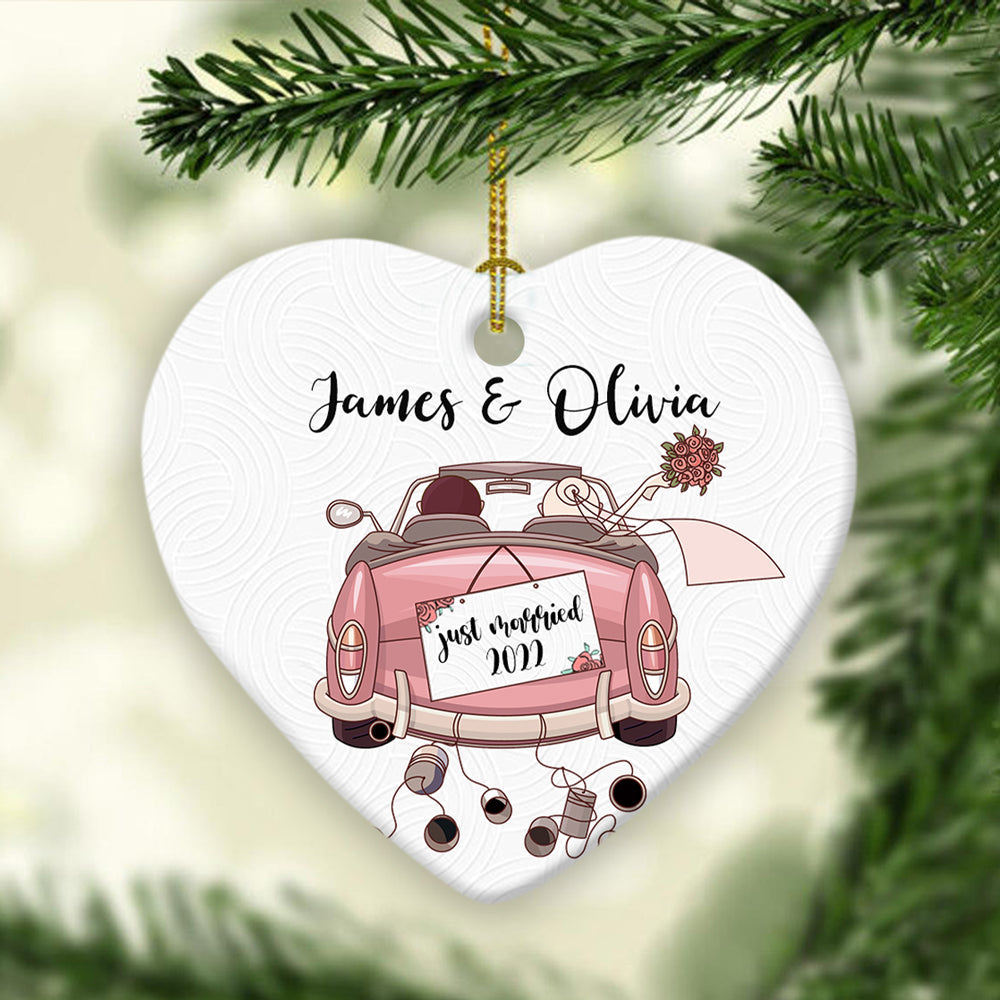 Personalized Gift For Couple First Christmas As Mr And Mrs Married Heart Ornament