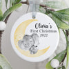 Personalized Baby&#39;s First Christmas Moon Baby Elephant Sleep Ornament