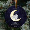 Personalized Baby&#39;s First Christmas Moon Elephant Sleep At Night Ornament