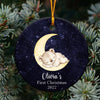 Personalized Baby&#39;s First Christmas Moon Bear Sleep At Night Ornament