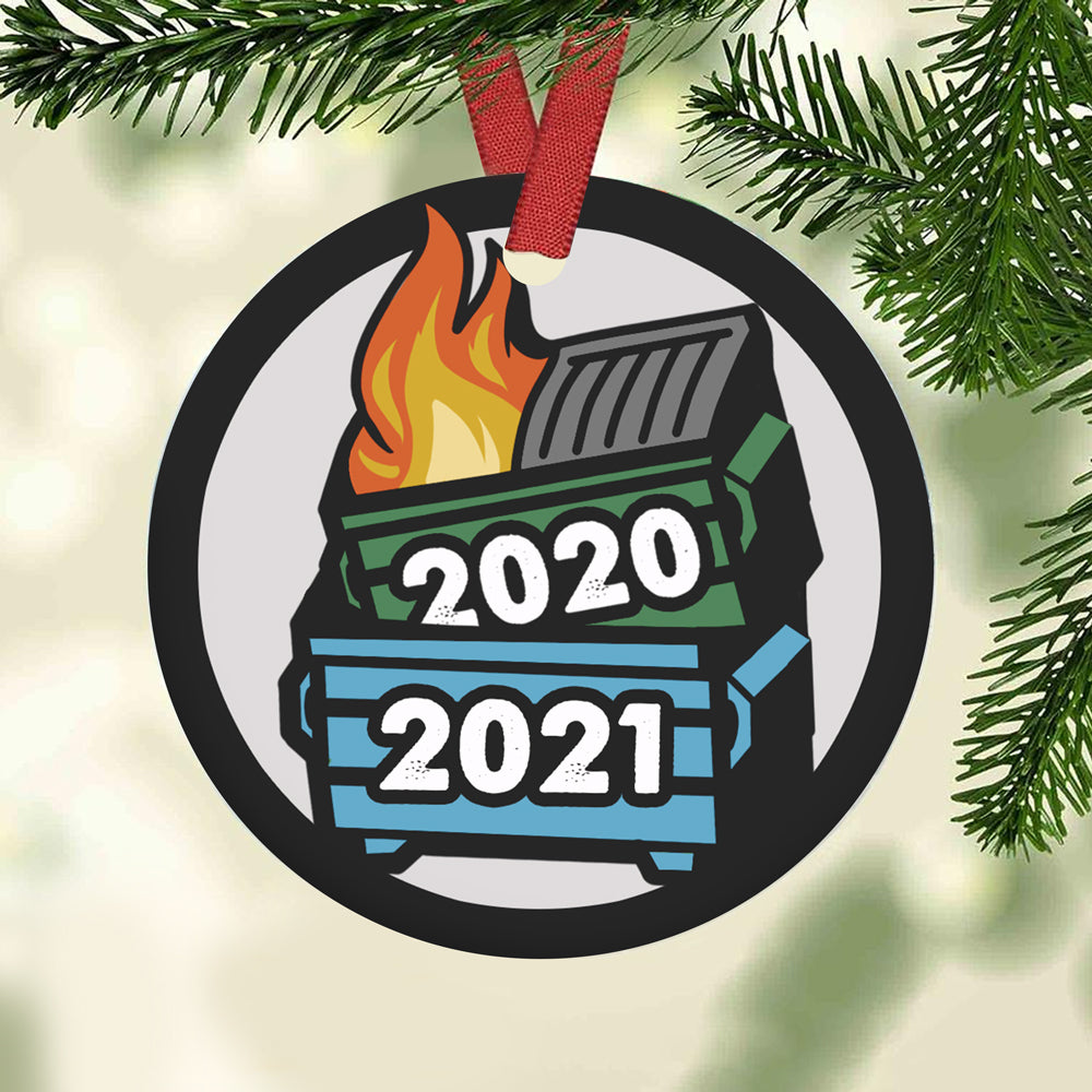 53856-Dumpster Fire Funny Christmas 2020 2021 Ornament H0