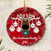 Personalized Family Name Reindeer Merry Christmas Ornament