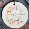 Personalized Cute Deer Baby&#39;s First Christmas Ornament 2021