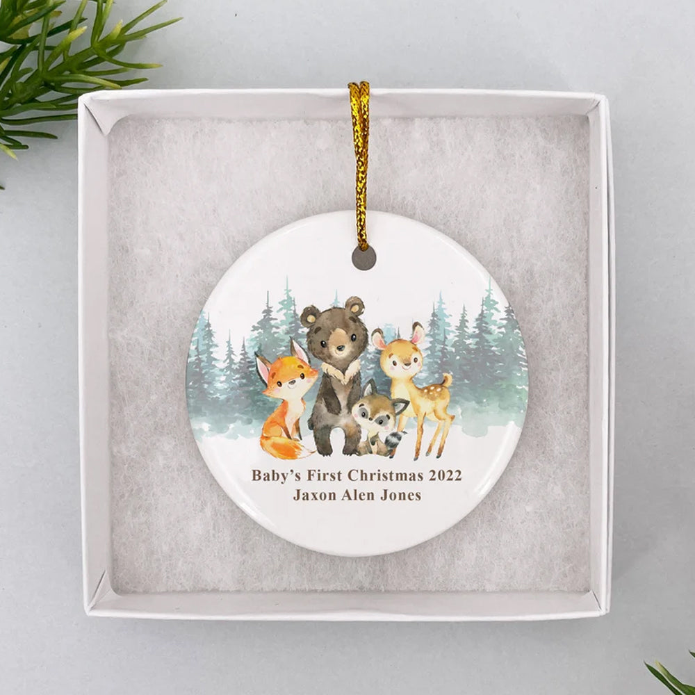 Personalized Cute Animal Baby's First Christmas Ornament 2021