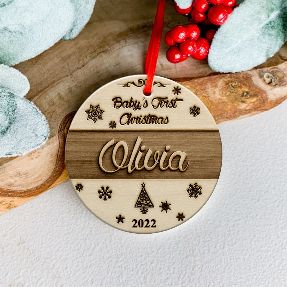 Personalized Christmas Decorations Baby's First Christmas Ornament 2021