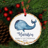 Personalized Cute Whale Baby&#39;s 1st Christmas Ornament