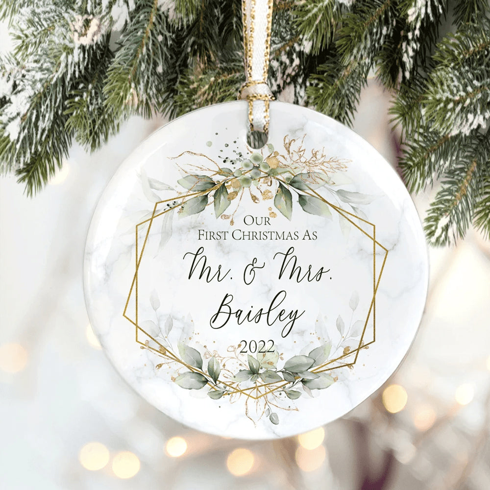Personalized Our First Christmas As Mr And Mrs Married Ornament