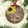 Personalized Sunflower Just Married First Christmas Married Ornament
