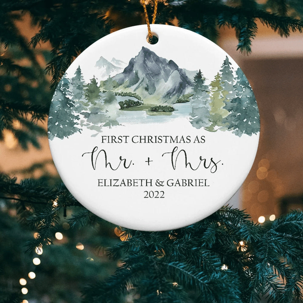 Personalized Just Married First Christmas As Mr And Mrs Anniversary Married Ornament