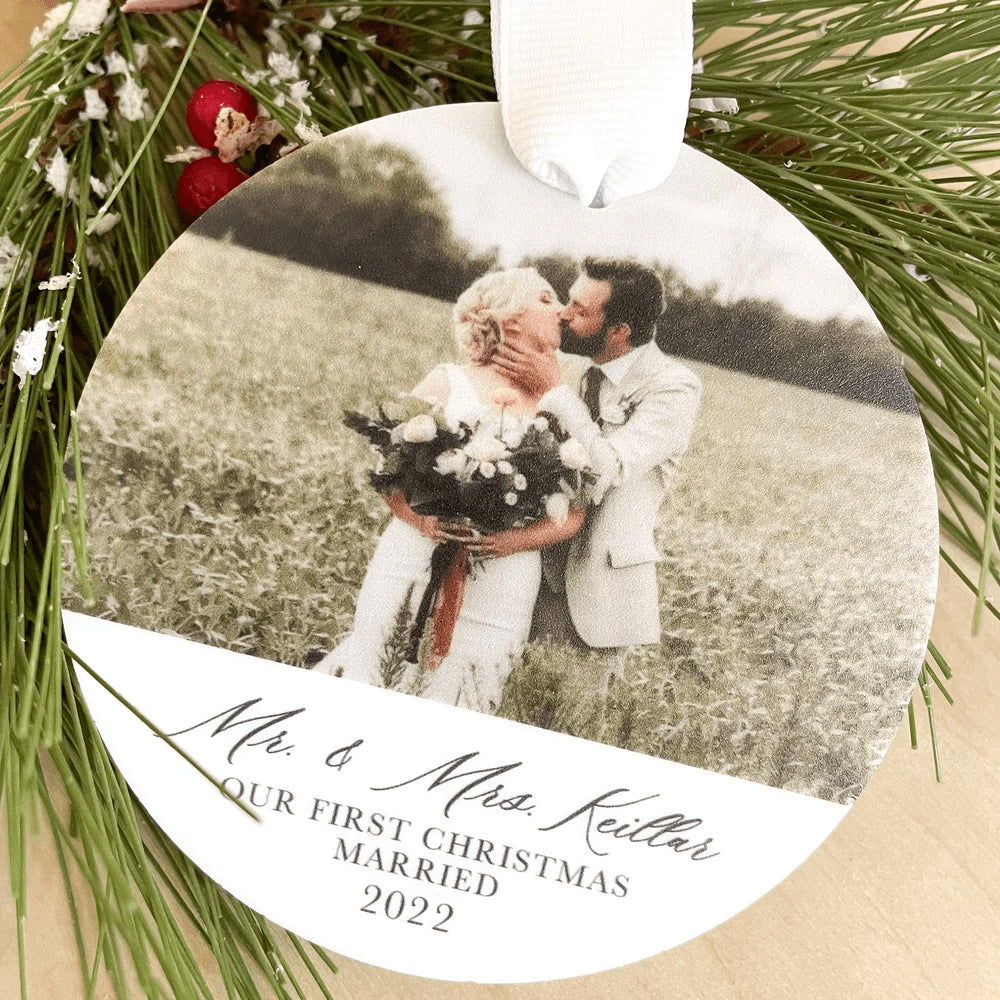 Personalized Photo Our First Christmas Married Ornament