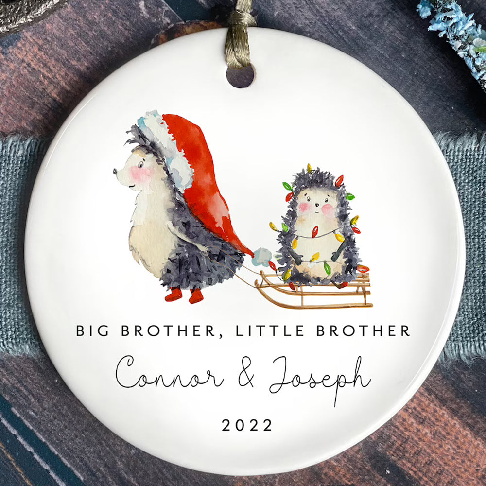 Personalized Big Brother Little Brother Baby's First Christmas Ornament