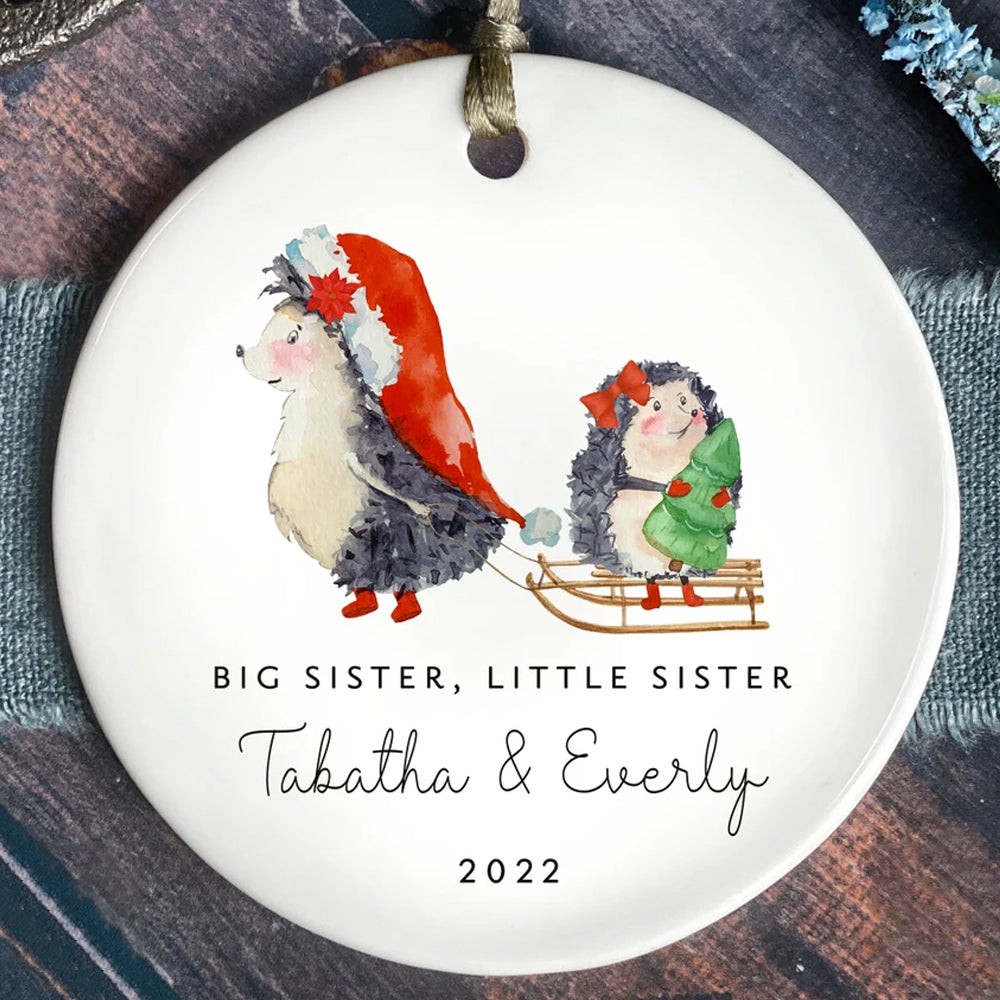 Personalized Big Sister Little Sister Baby's First Christmas Ornament