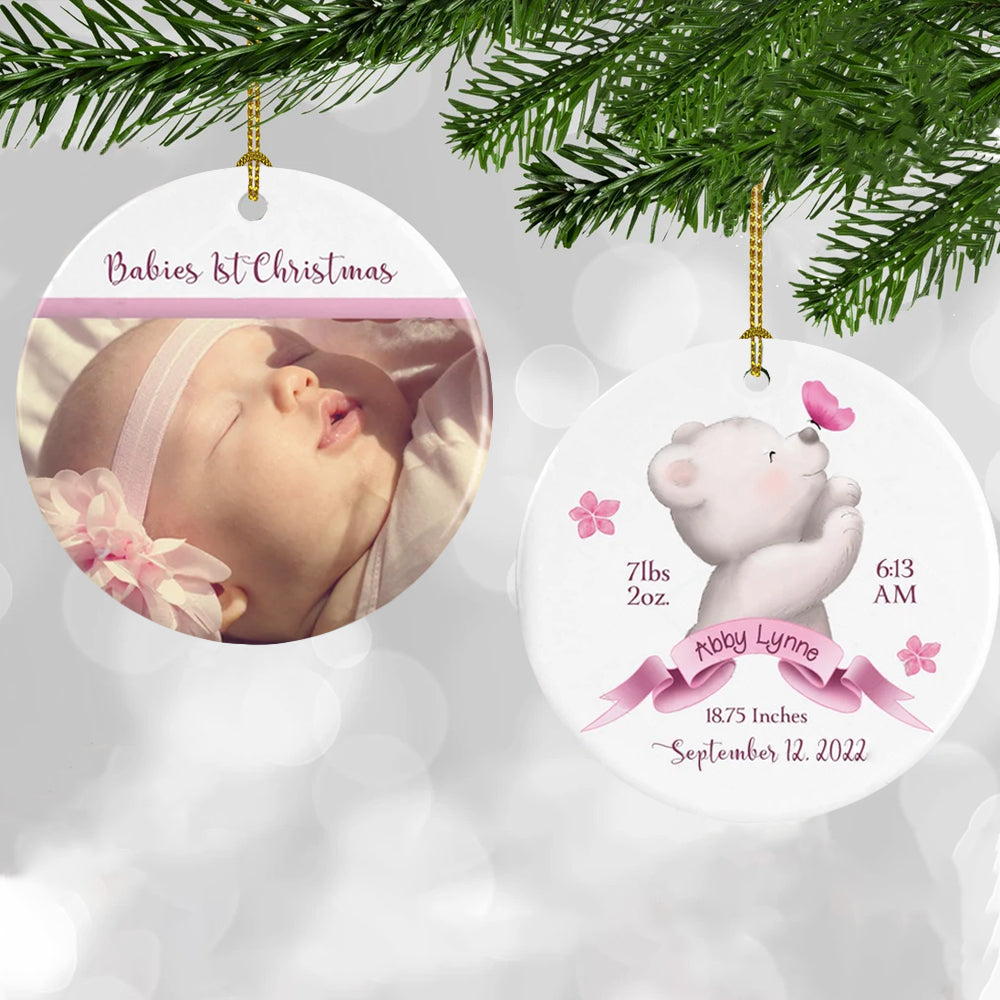 Personalized Cute Bear Baby's 1st Christmas Ornament
