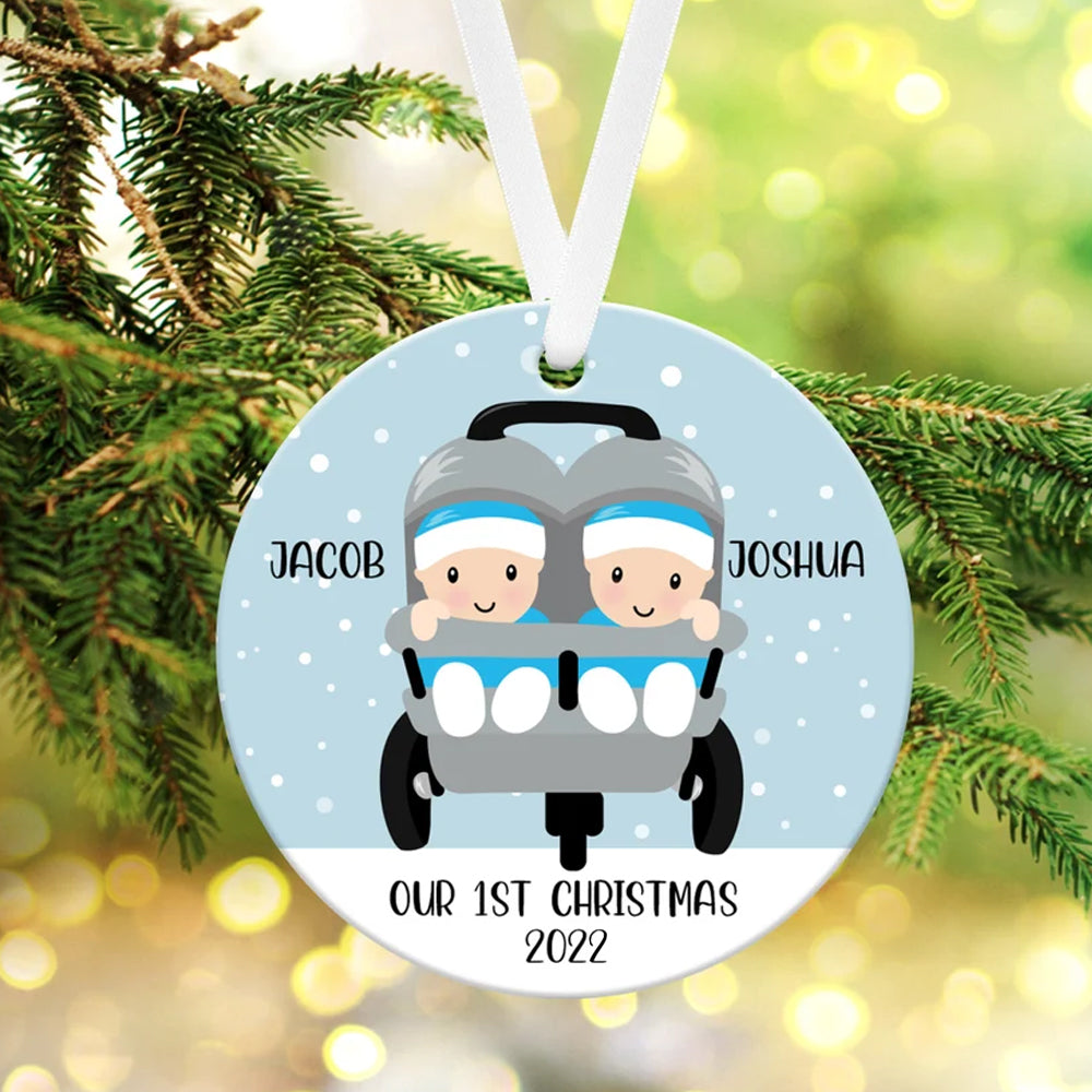 Personalized Baby Boy Our First Christmas Ornament