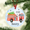 Personalized Fire Truck Baby&#39;s First Christmas Ornament