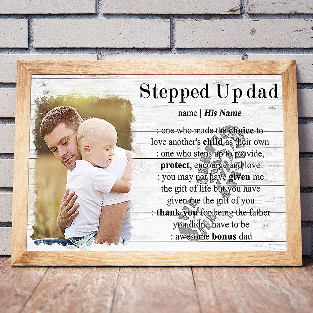 Personalized Gift For Stepdad Definition Custom Image Photo Poster