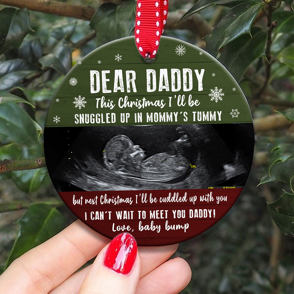 57968-Personalized Gift For Dad To Be First Time Dad Christmas Gifts From The Bump Christmas Ornament H0