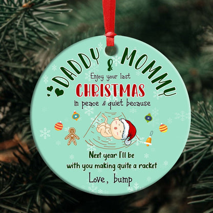 58309-Gift For Dad To Be For Mom To Be First Time Dad First Time Mom Christmas Gifts From The Bump Christmas Ornament H0
