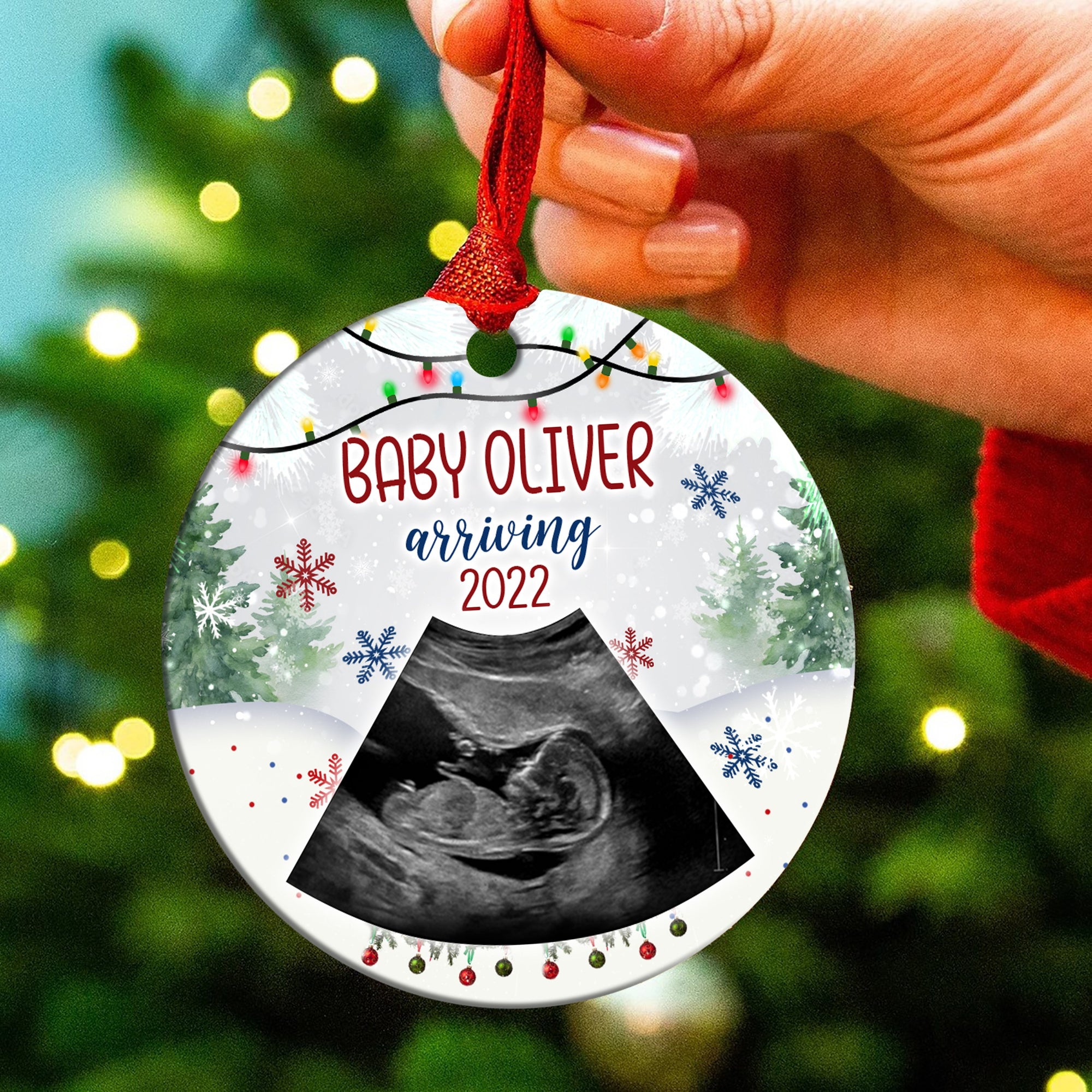 58037-Personalized Gift For New Mom Sonogram Ultrasound Pregnancy Announcement Ornament H0