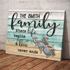 62127-Personalized Family Wall Art Canvas Where Life Begins &amp; Love Never Ends H0