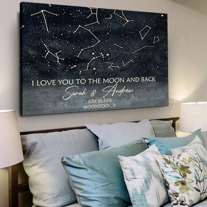 62795-Personalized Starmap Couple Wall Art Home Decor I Love You To The Moon And Back Canvas H0