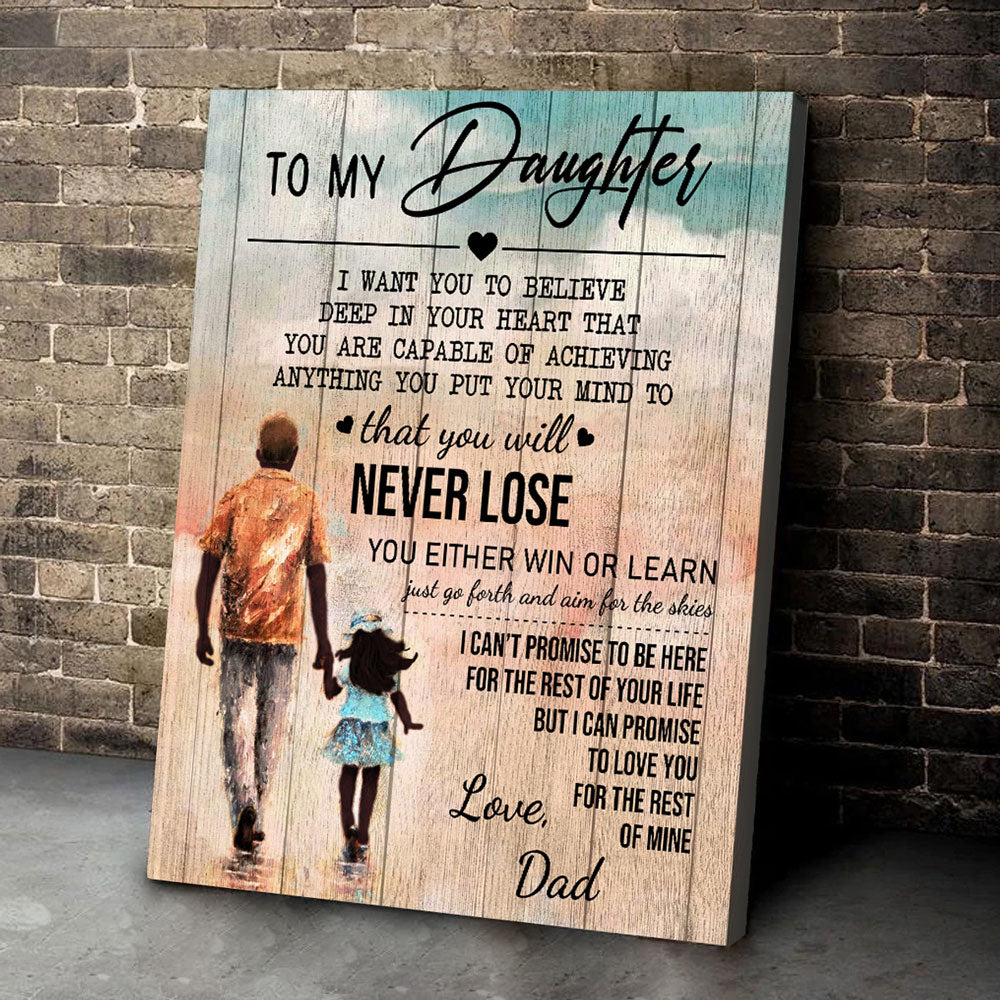 Gift For Daughter From Dad African American You Will Never Lose Canvas