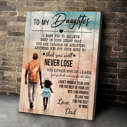 Gift For Daughter From Dad African American You Will Never Lose Canvas