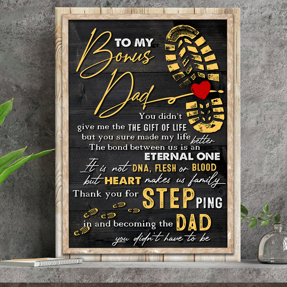 65059-Gift For Bonus Dad Thanks For Stepping And Becoming The Dad Canvas H0
